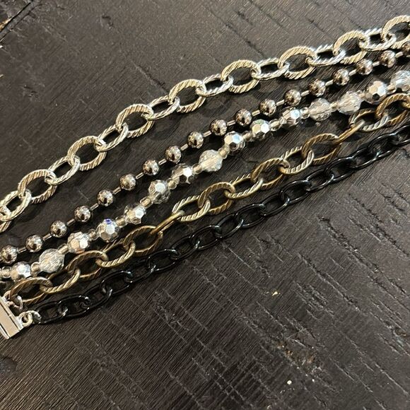 Cookie Lee Multistrand Toggle Chain Mixed Media Beaded Bracelet - Picture 4 of 7